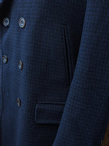 Chester Barrie Pea Coat 44R Midnight Check Pure Heavy Wool