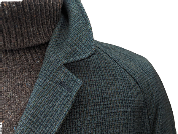 Vintage Dunn & Co. Raglan Coat XL/44 Dark Greenish Grey Plaid 3-button pure wool