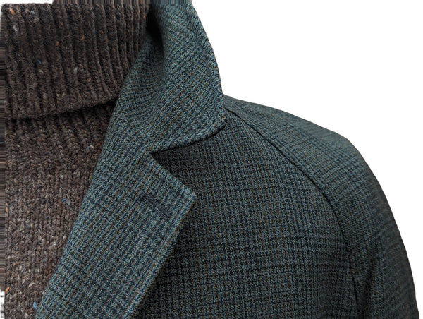 Vintage Dunn & Co. Raglan Coat 46 Dark Greenish Grey Plaid 3-button pure wool