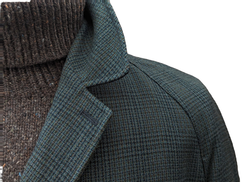 Vintage Dunn & Co. Raglan Coat XL/44 Dark Greenish Grey Plaid 3-button pure wool
