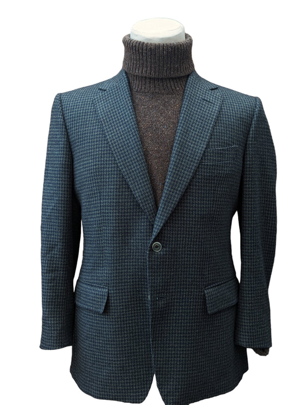 Chester Barrie Sport Coat 42S Navy/Olive Check 2-button Wool/Silk Loro Piana