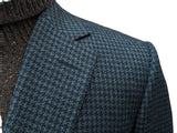 Chester Barrie Sport Coat 42S Navy/Olive Check 2-button Wool/Silk Loro Piana