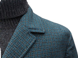 Vintage Burton Royal Warrant Raglan Coat L/42 Lovat Blue/Brown Check 3-button pure wool