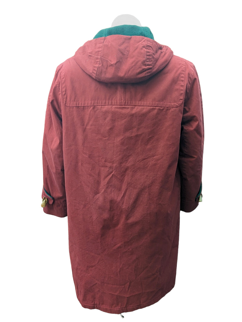 Grenfell Duffel Coat M/L Red Cotton Wool Lined