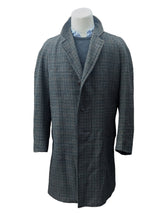 Vintage Dunn & Co. Tweed Raglan Coat 44/46R Black/Earthy Grey Check 3-button Wool Crombie