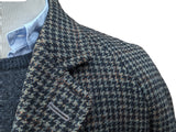 Vintage Dunn & Co. Tweed Raglan Coat 44/46R Black/Earthy Grey Check 3-button Wool Crombie