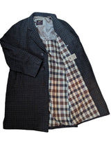 Vintage Dunn & Co. Tweed Raglan Coat 44/46R Black/Earthy Grey Check 3-button Wool Crombie