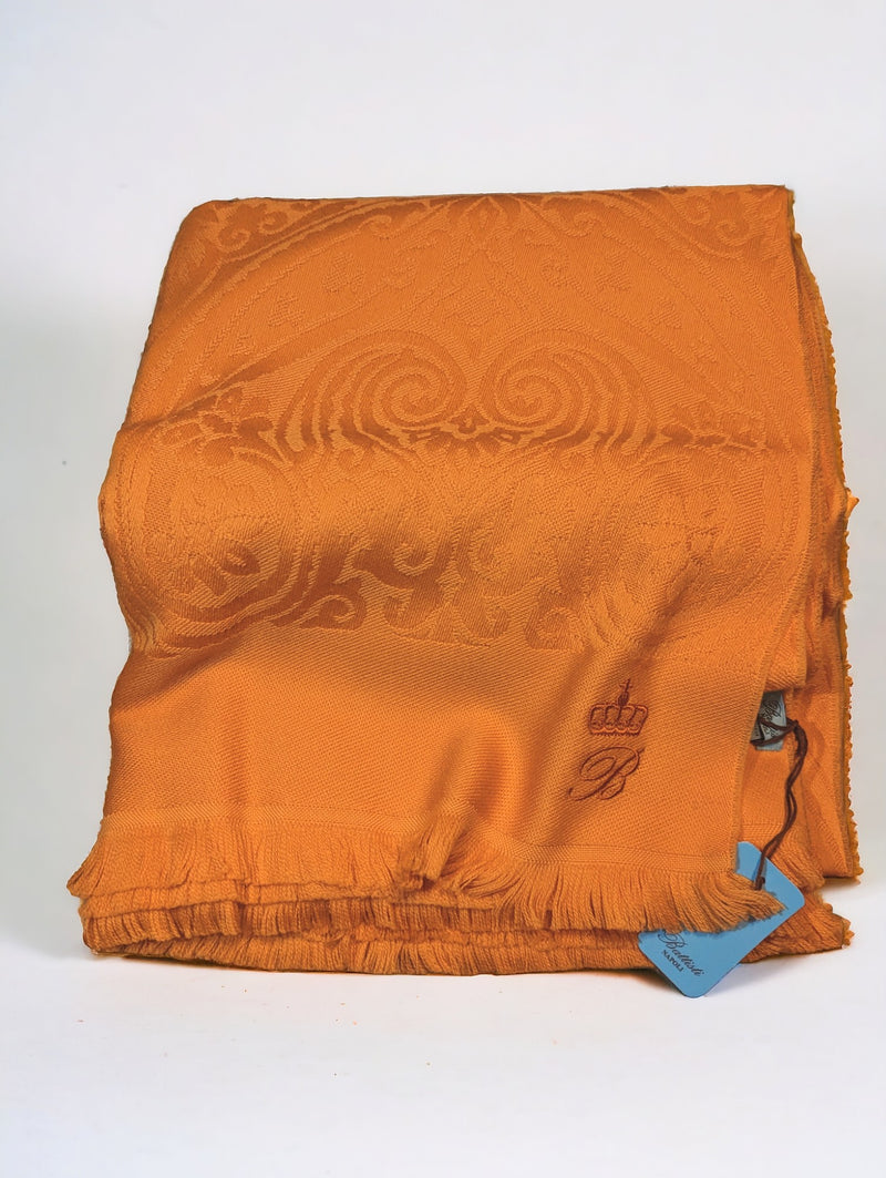 Battisti Throw/Blanket Orange Paisley weave, Zegna Baruffa Wool