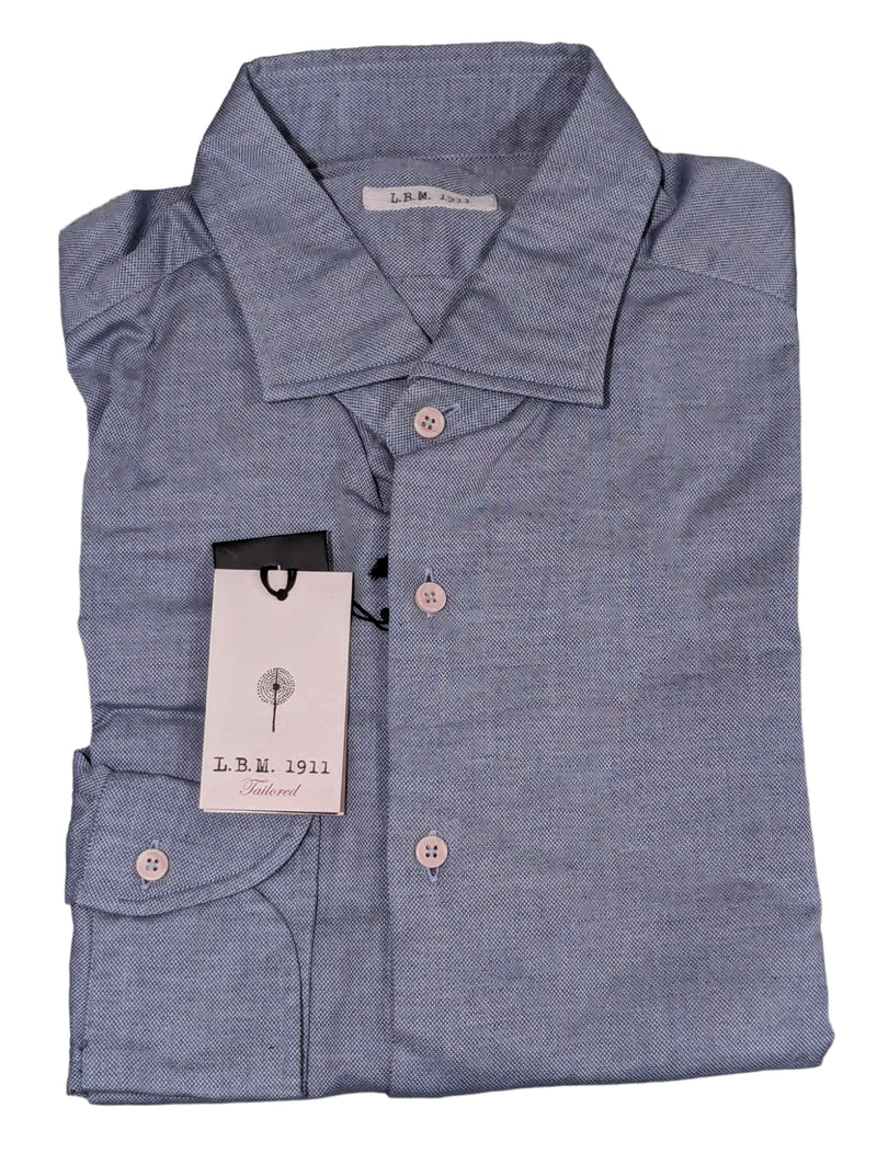 LBM 1911 Shirt 15.75, Pale blue Oxford Spread collar Cotton