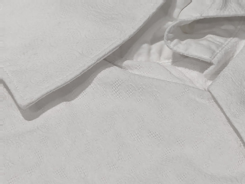 LBM 1911 Shirt 15.75, White Jacquard weave Spread collar Cotton