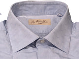 Luigi Bianchi Shirt 15.75, Pale blue Paisley Jacquard Spread collar Cotton