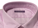 Pino Borriello Shirt: 17 White/Pink stripes, straight collar, pure cotton