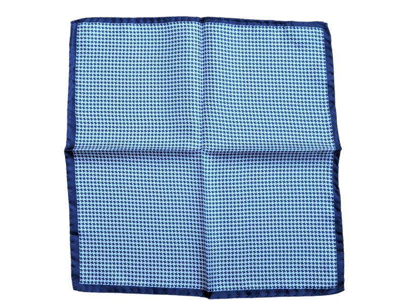 Battisti Pocket Square: Royal blue & white mini check, pure silk