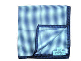 Battisti Pocket Square: Navy blue & white mini check, pure silk