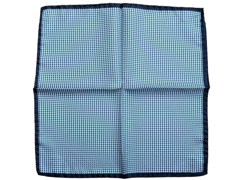 Battisti Pocket Square: Navy blue & white mini check, pure silk