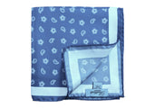 Battisti Pocket Square: Mid blue with white paisley, pure silk
