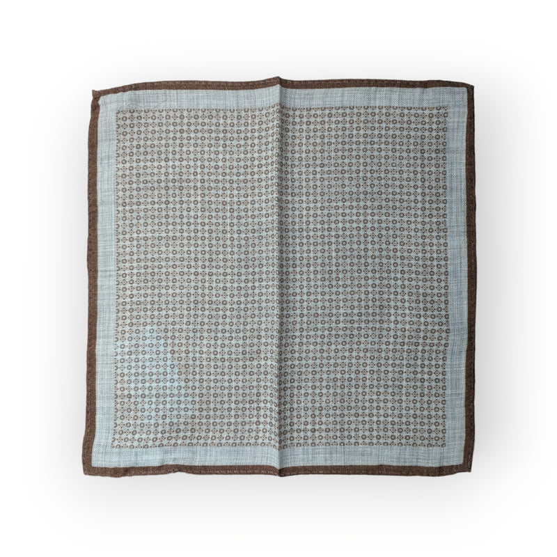 Battisti Pocket Square Mushroom flannel naughts/crosses, pure wool