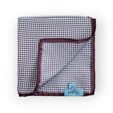 Battisti Pocket Square: Burgundy & white mini check, pure silk