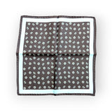 Battisti Pocket Square: Brown with white paisley, pure silk