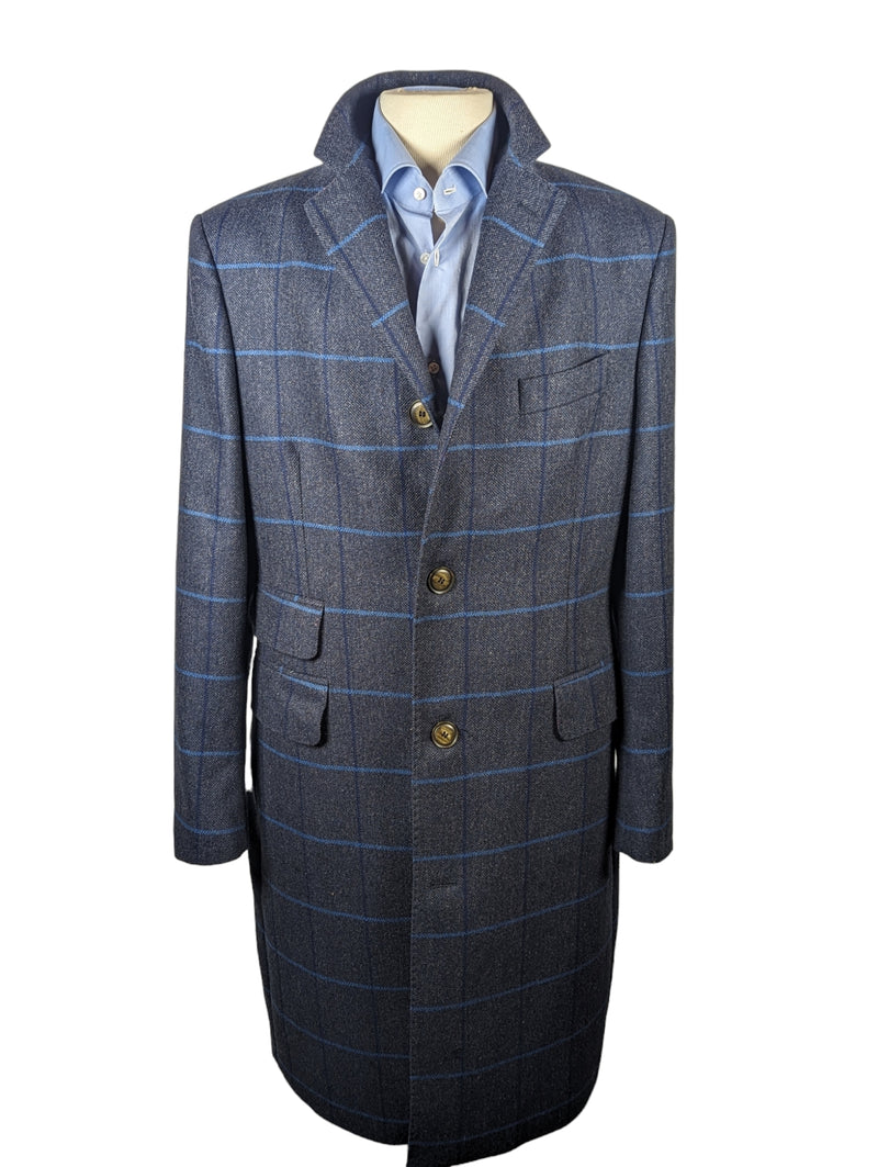 Magee 1866 Donegal Tweed Coat 38/40R Blue Windowpane Pure wool