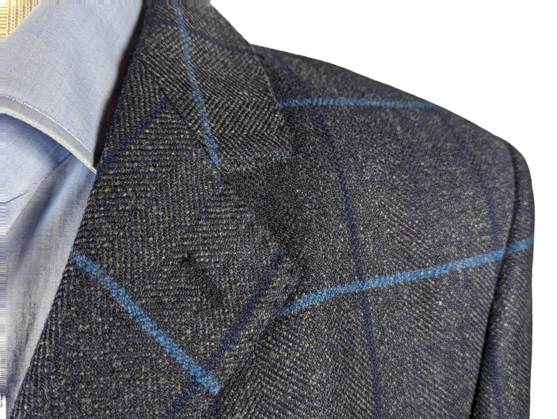 Magee 1866 Donegal Tweed Coat 38/40R Blue Windowpane Pure wool