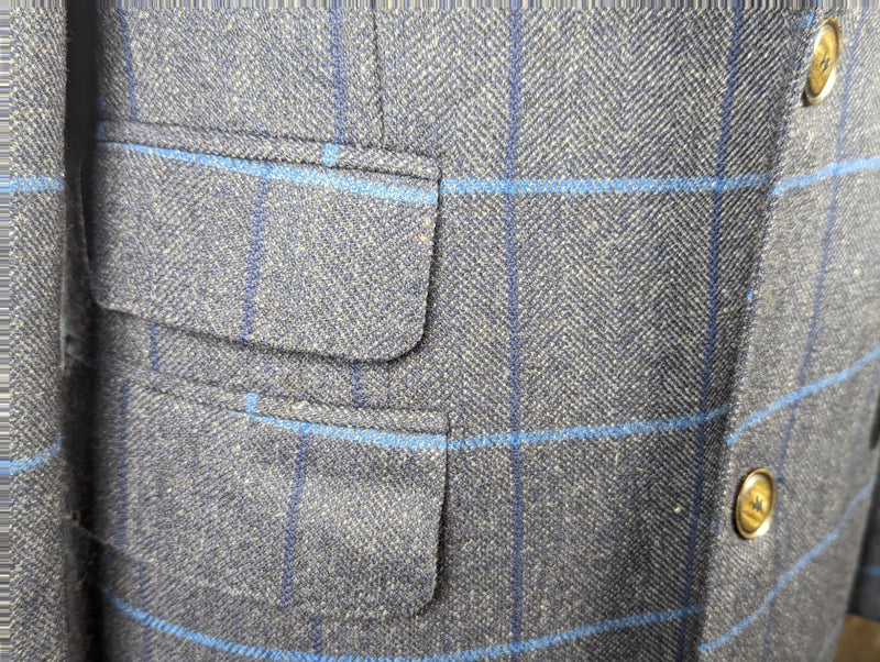 Magee 1866 Donegal Tweed Coat 38/40R Blue Windowpane Pure wool