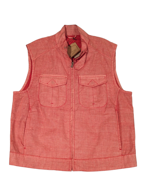 LBM 1911 Vest/Gilet L/52 Salmon Zip Front Linen/Resin