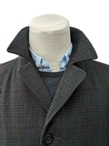 Vintage Dunn & Co. Balmacaan Coat 40/42 Dark Brown Plaid 3-button pure wool