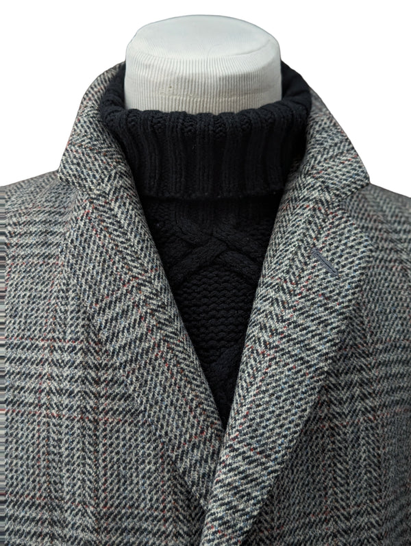 Vintage Norman Simmons Co Tweed Coat L/42 Earthy Grey Plaid 3-button Pure Wool Crombie