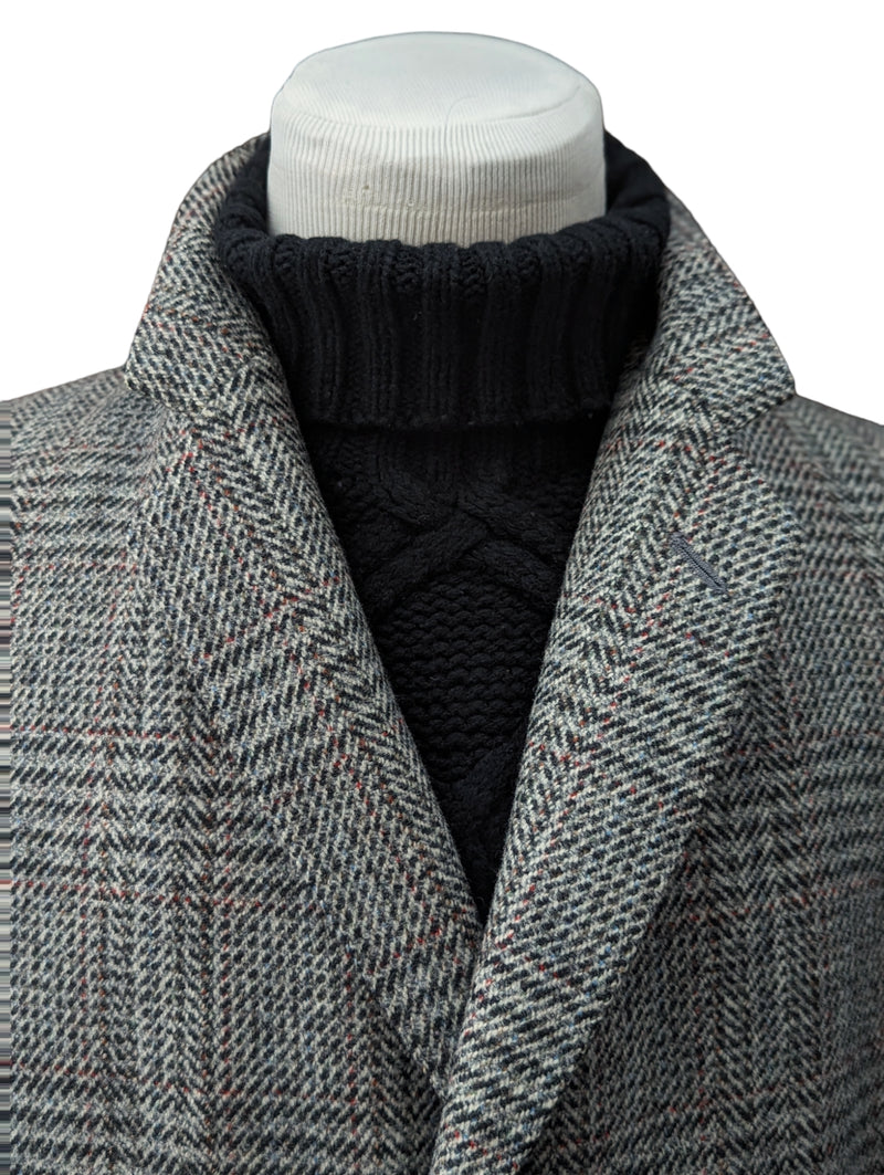 Vintage Norman Simmons Co Tweed Coat L/42 Earthy Grey Plaid 3-button Pure Wool
