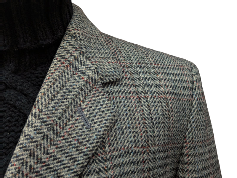 Vintage Norman Simmons Co Tweed Coat L/42 Earthy Grey Plaid 3-button Pure Wool Crombie