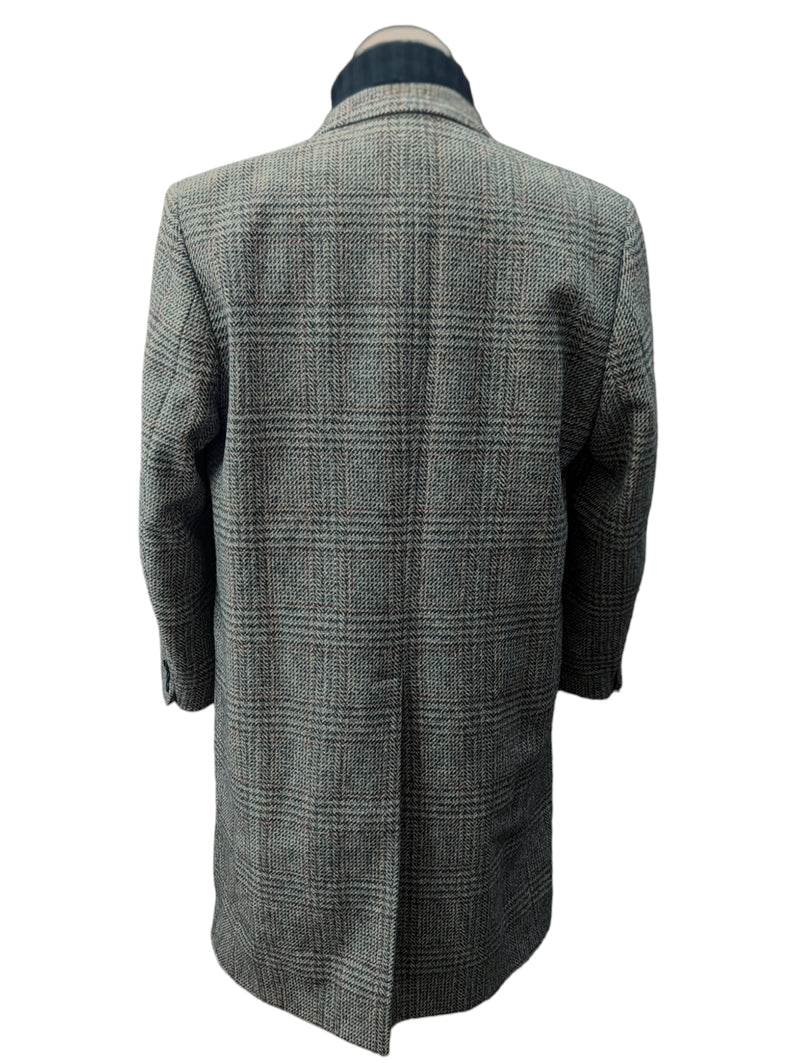 Vintage Norman Simmons Co Tweed Coat L/42 Earthy Grey Plaid 3-button Pure Wool Crombie