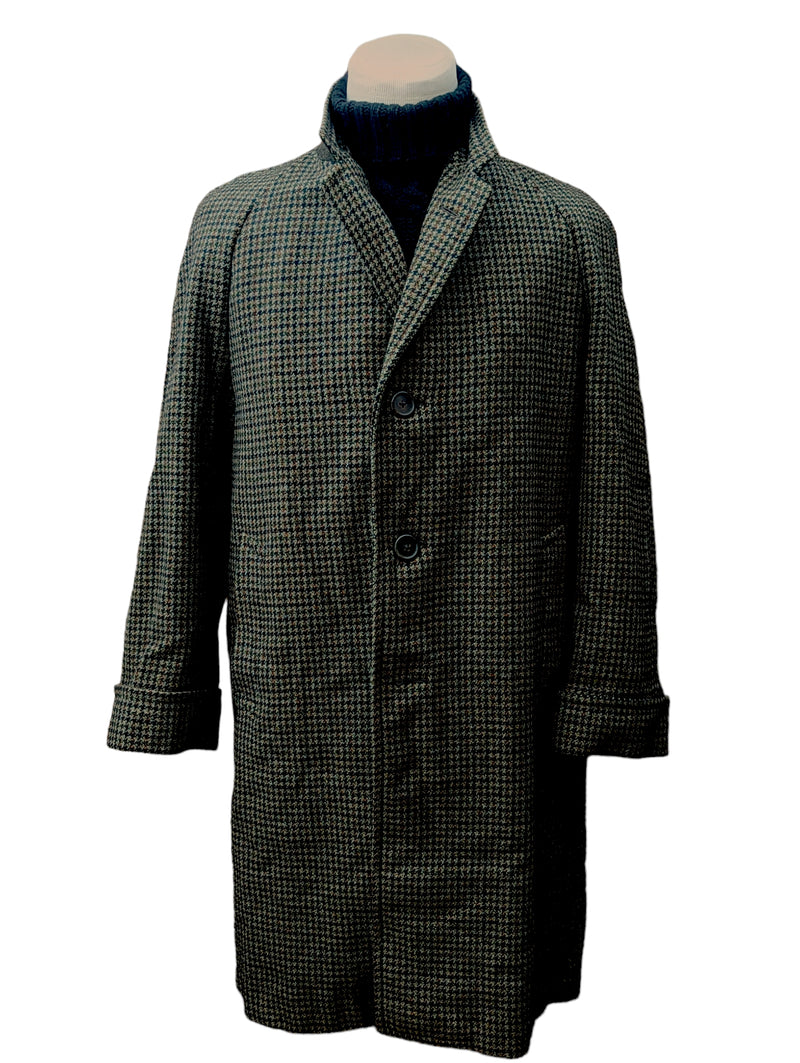 Vintage Sumrie Tweed Raglan Coat 42/44R Dark Earthy Grey Check 3-button Pure Wool