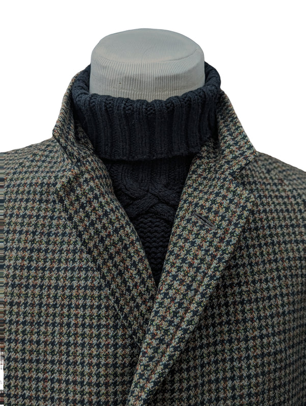 Vintage Sumrie Tweed Raglan Coat 42/44R Dark Earthy Grey Check 3-button Pure Wool