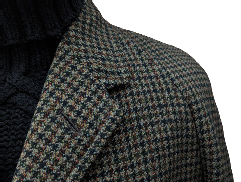 Vintage Sumrie Tweed Raglan Coat 42/44R Dark Earthy Grey Check 3-button Pure Wool