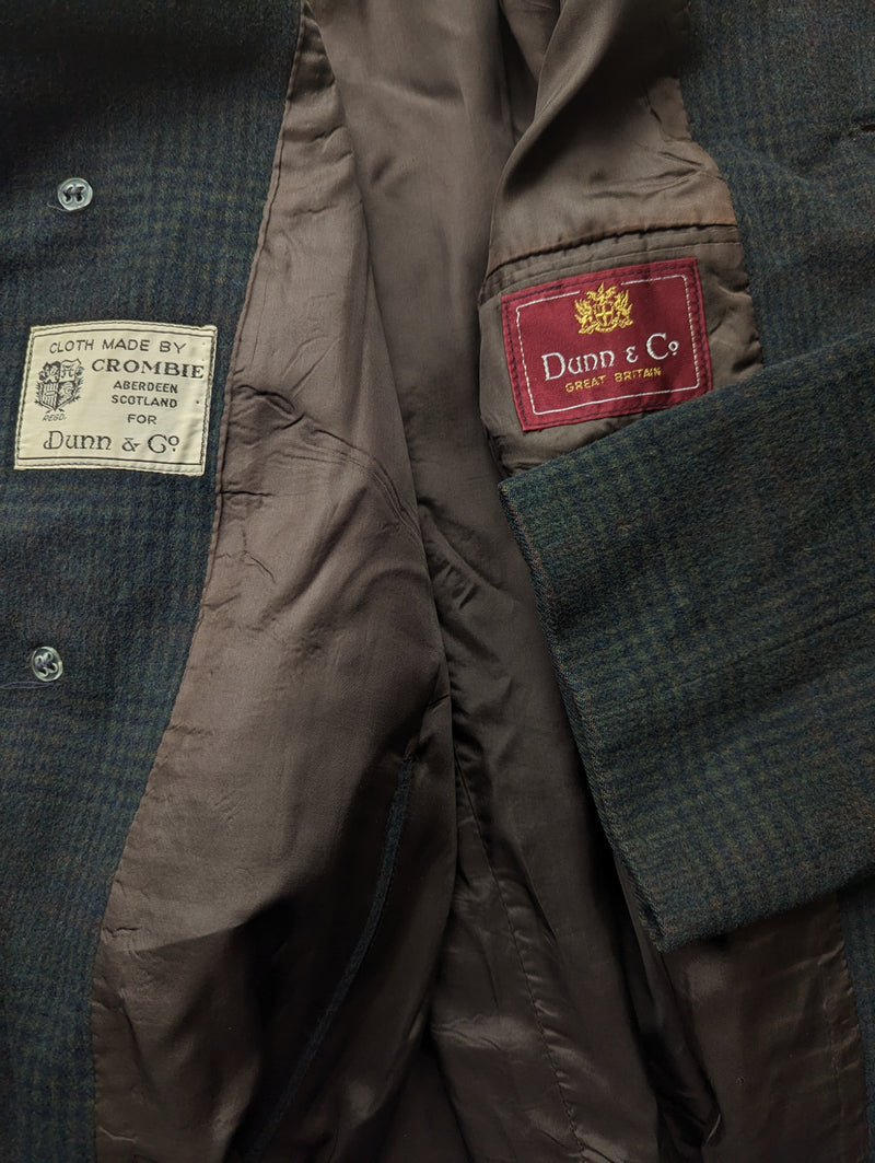 Vintage Dunn & Co. Balmacaan Coat 40/42 Dark Brown Plaid Crombie wool