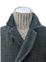 Vintage Burton DB Coat L/XL Muted Dark Green Check Wool/Cashmere/Mohair