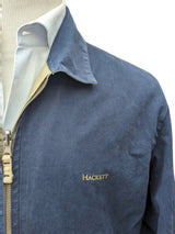 Hackett Reversible Jacket M Tan/Navy Zip Front Nylon/Cotton