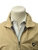 Hackett Reversible Jacket M Tan/Navy Zip Front Nylon/Cotton