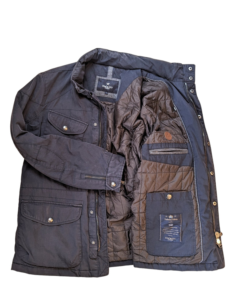 Hackett Velospeed Field Jacket L Faded Navy Blue Cotton/Nylon