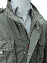 Hackett Field Jacket L Faded Khaki Green Cotton