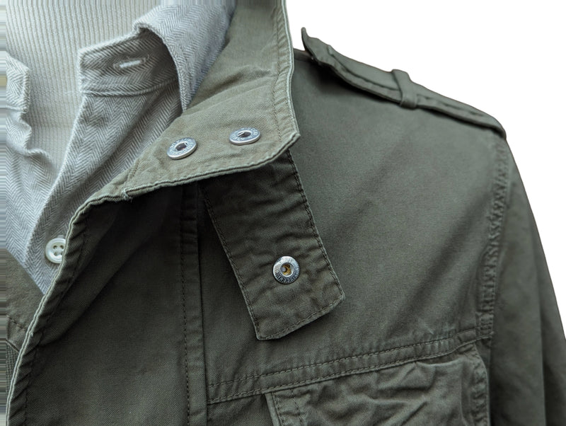 Hackett Field Jacket L Faded Khaki Green Cotton