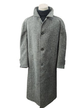 Vintage Kynoch Heavy Scottish Tweed Balmacaan Coat 46R Grey 3-button Pure Wool