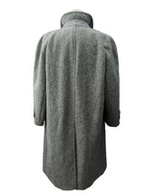 Vintage Kynoch Heavy Scottish Tweed Balmacaan Coat 46R Grey 3-button Pure Wool