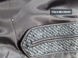 Vintage Kynoch Heavy Scottish Tweed Balmacaan Coat 46R Grey 3-button Pure Wool