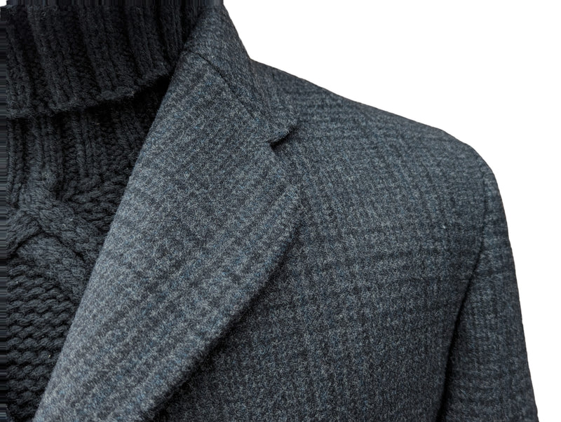 Vintage Dunn & Co. (Fox Brothers/Marling Evans) Coat 40R Charcoal Plaid 3-button Pure Heavy Wool