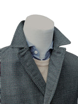 Vintage Nicholson Balmacaan Trench Coat 38R Green/Brown/Grey Houndstooth Check 3-button Pure wool