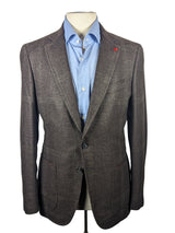 Isaia Sport Coat 38R Soft Brown Plaid Wool/Silk