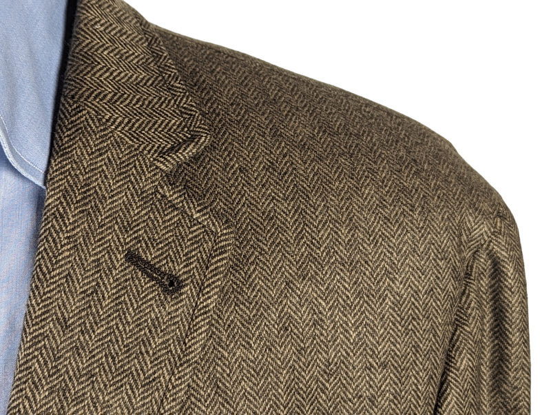 Hackett Sport Coat 44R Soft Brown Herringbone 2-button Pure Cashmere