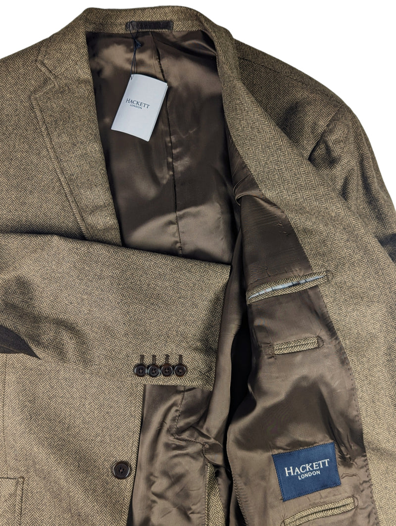 Hackett Sport Coat 44R Soft Brown Herringbone 2-button Pure Cashmere